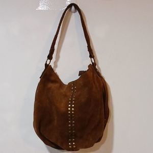 Patricia Nash Bello cognac brown studded suede purse